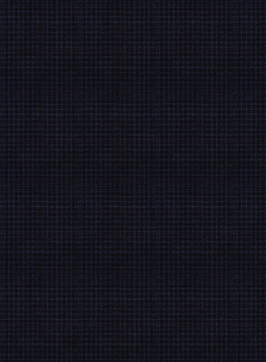 Napolean Alda Gingham Dark Blue Wool Jacket - StudioSuits