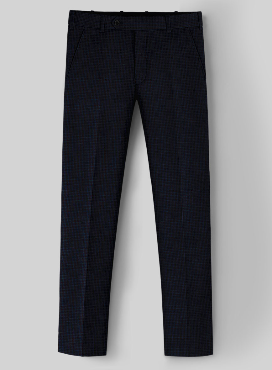 Napolean Alda Gingham Dark Blue Wool Pants - StudioSuits