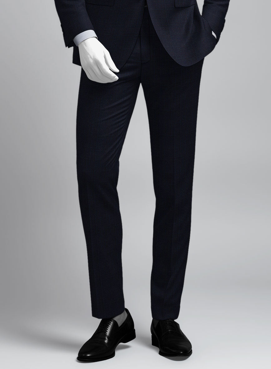 Napolean Alda Gingham Dark Blue Wool Pants - StudioSuits