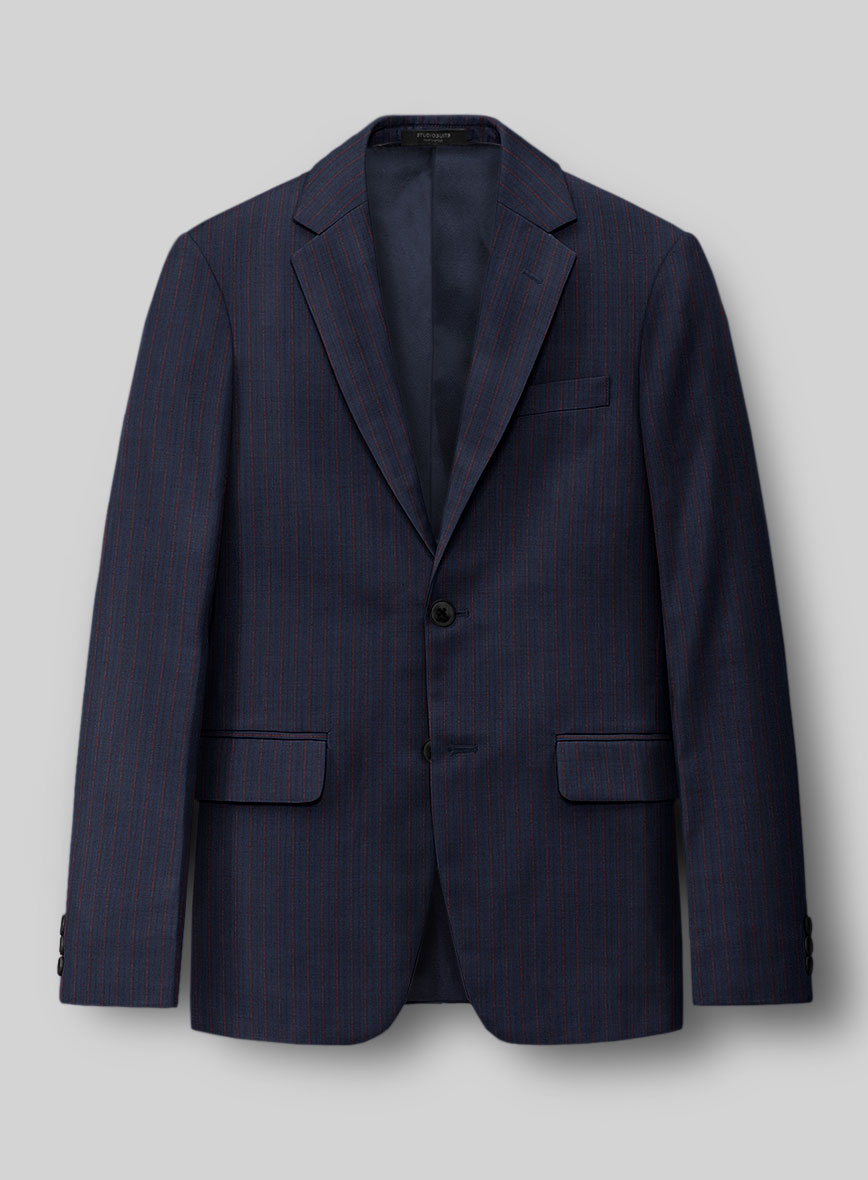 Napolean Argio Stripe Dark Blue Wool Jacket - StudioSuits