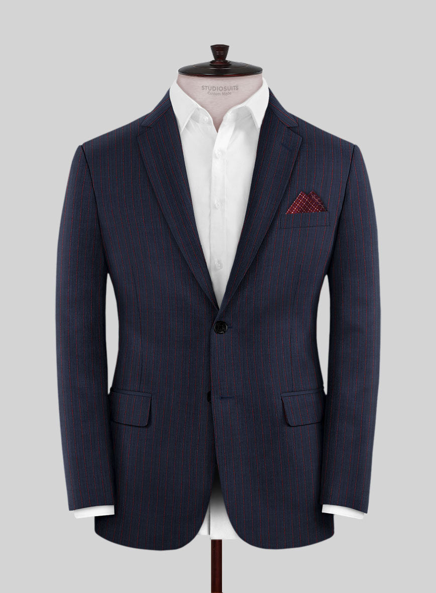 Napolean Argio Stripe Dark Blue Wool Jacket - StudioSuits