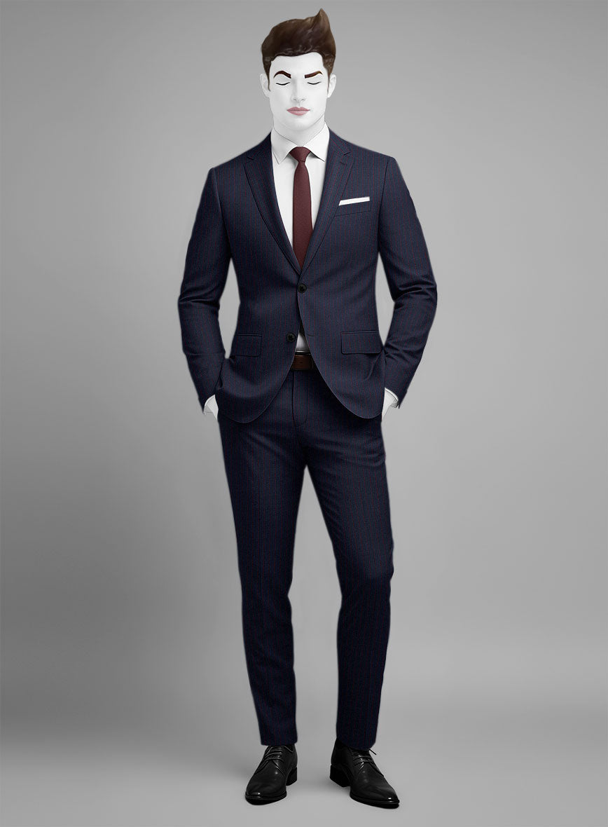 Napolean Argio Stripe Dark Blue Wool Suit - StudioSuits