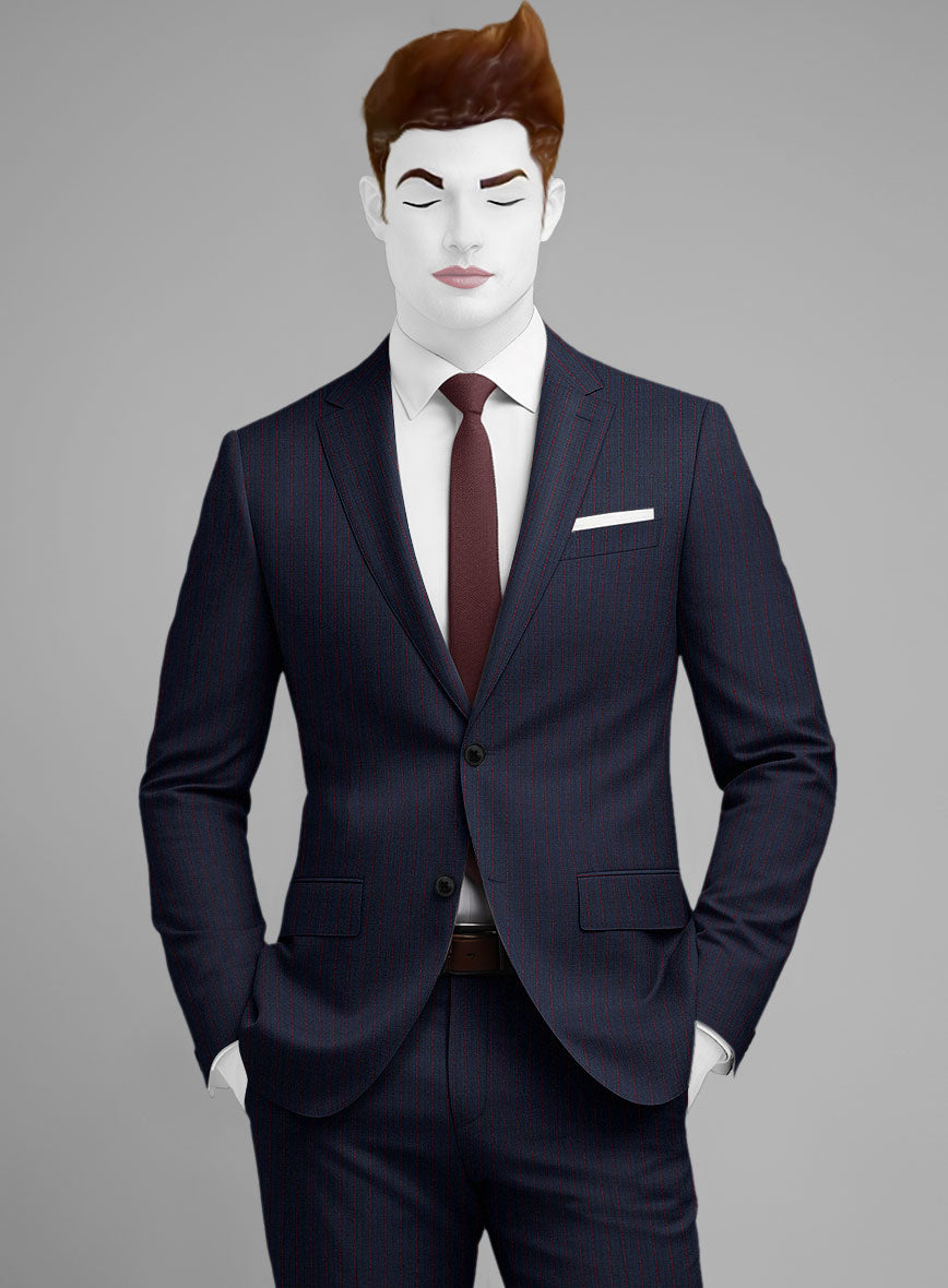 Napolean Argio Stripe Dark Blue Wool Suit - StudioSuits