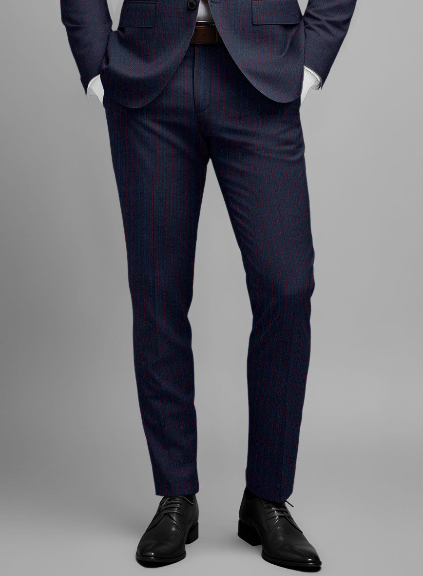 Napolean Argio Stripe Dark Blue Wool Suit - StudioSuits