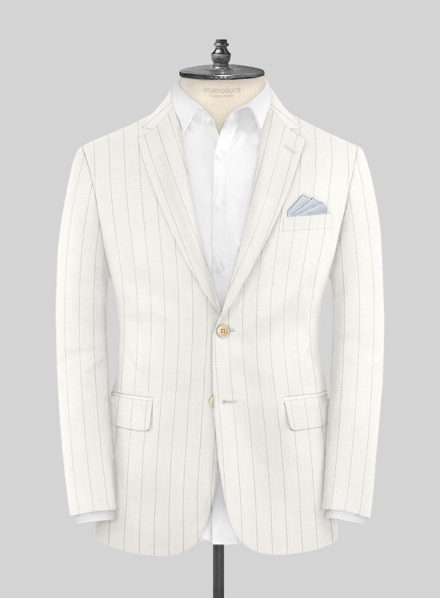 Napolean Artisan Band Ivory Wool Jacket - StudioSuits