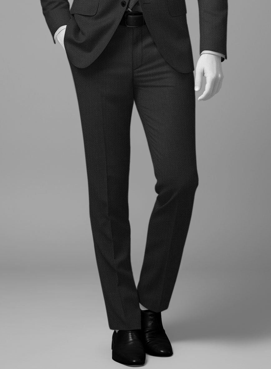 Napolean Basket Weave Black Wool Suit - StudioSuits