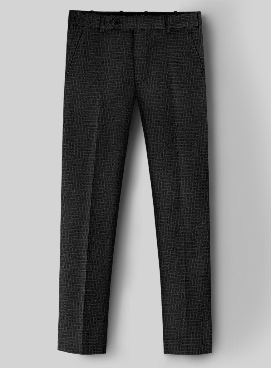 Napolean Basket Weave Black Wool Suit - StudioSuits