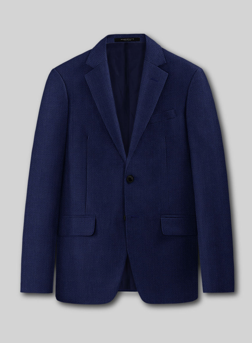 Napolean Basket Weave Blue Wool Suit