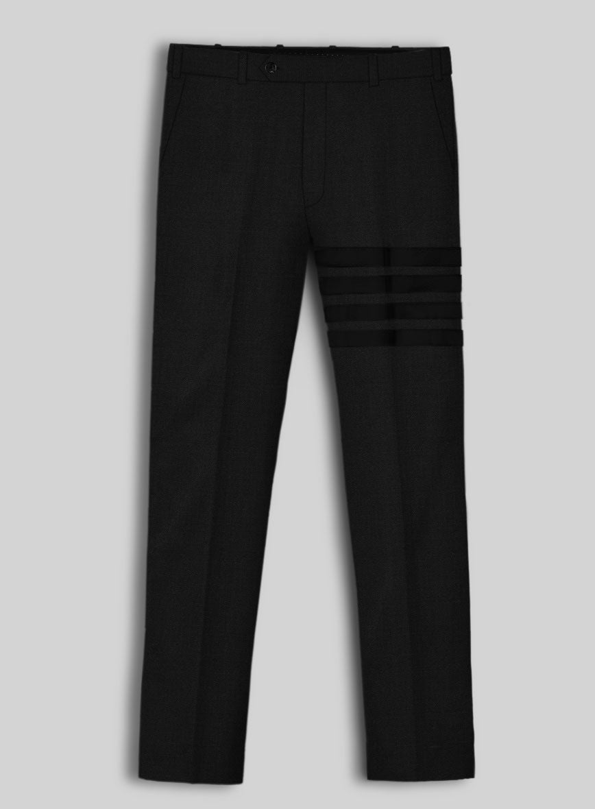 Napolean Black Wool Black Bar Trouser - StudioSuits