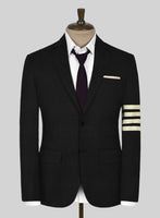 Napolean Black Wool Ivory Bar Jacket - StudioSuits