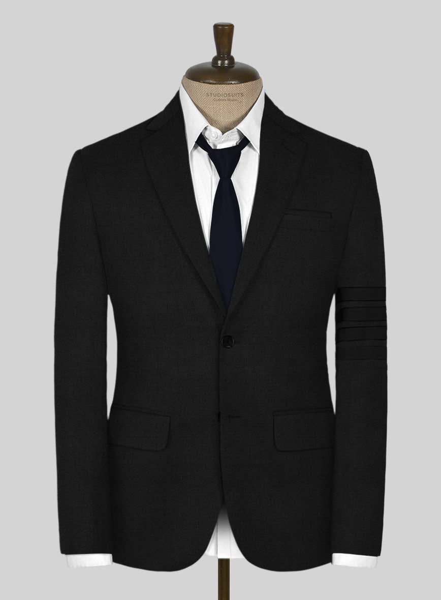 Napolean Black Wool Black Bar Jacket - StudioSuits