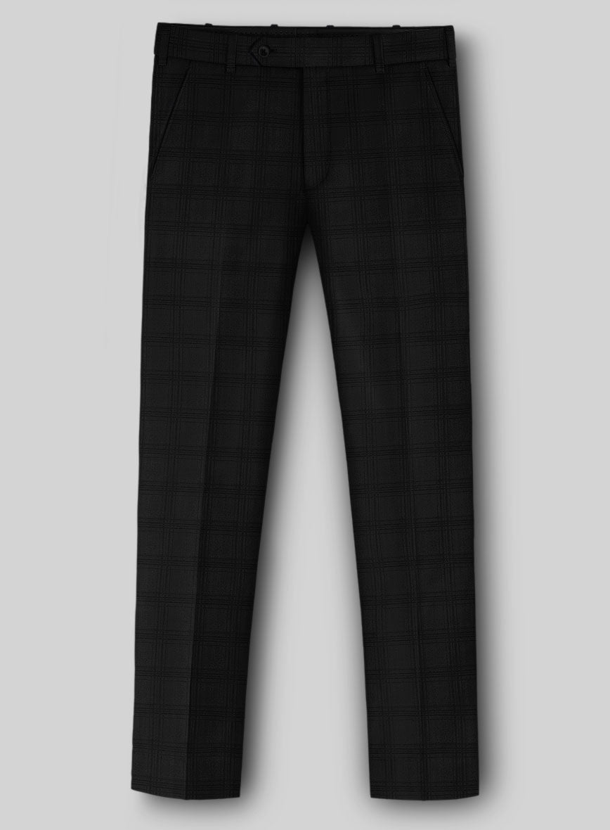 Napolean Brook Overcheck Black Wool Suit - StudioSuits