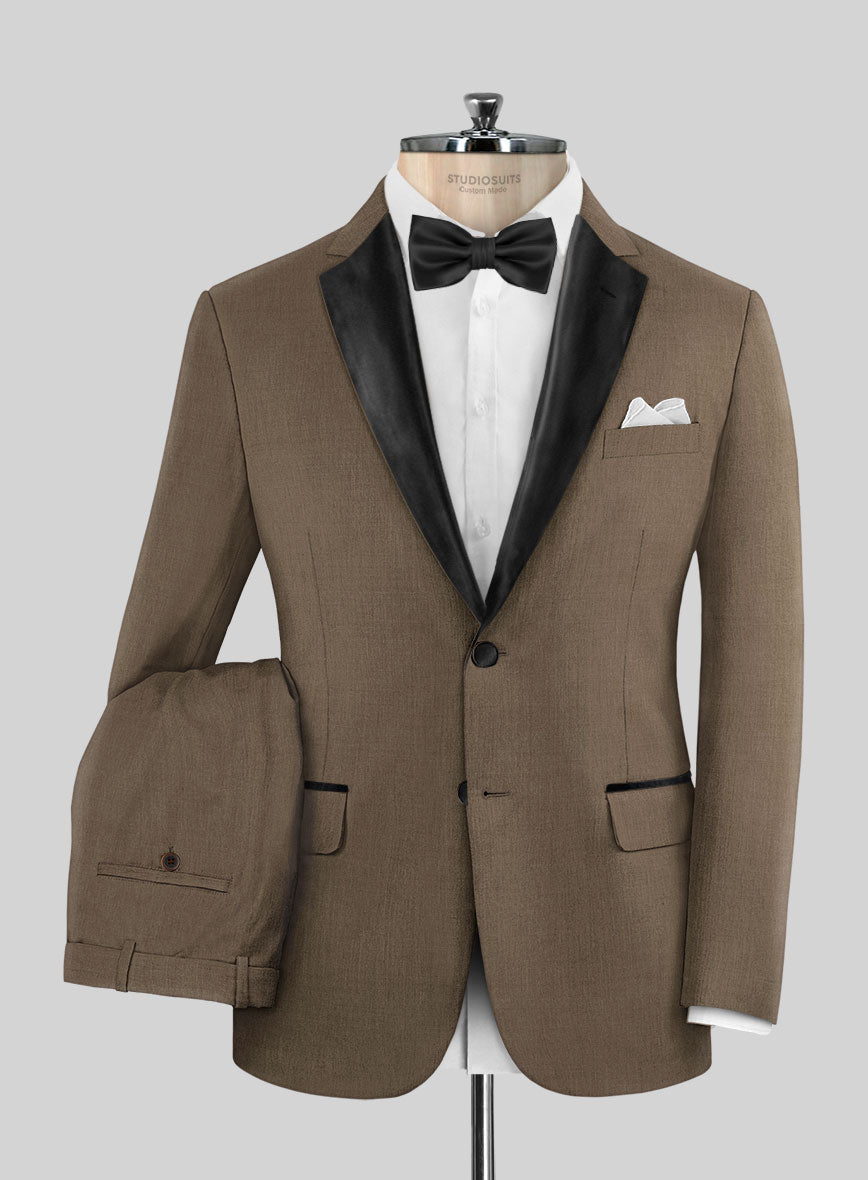 Napolean Brown Wool Tuxedo Suit - StudioSuits