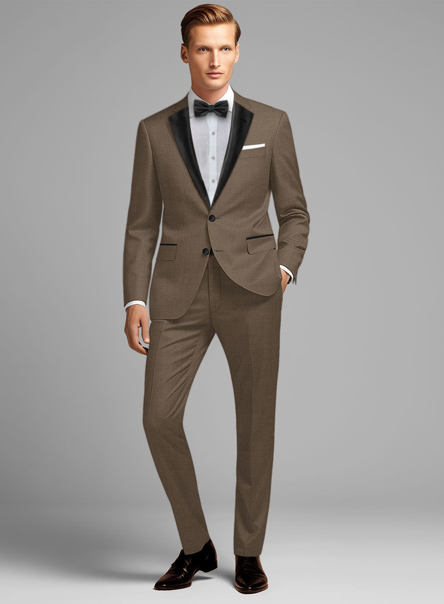 Napolean Brown Wool Tuxedo Suit - StudioSuits