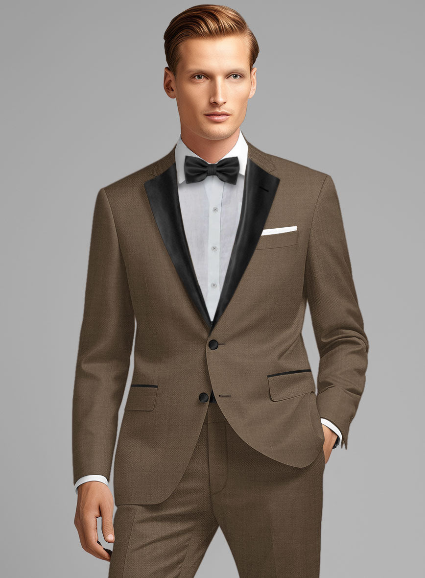 Napolean Brown Wool Tuxedo Suit - StudioSuits