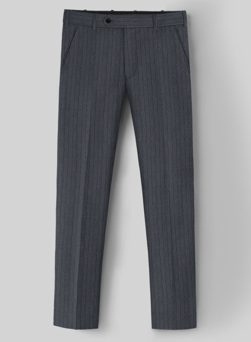 Napolean Calipso Stripe Blue Wool Pants - StudioSuits