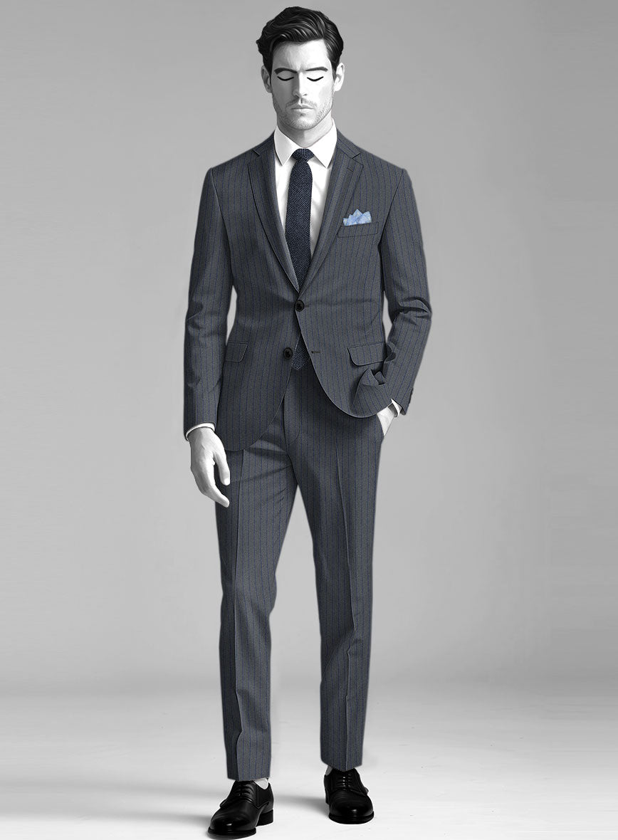 Napolean Calipso Stripe Blue Wool Suit - StudioSuits