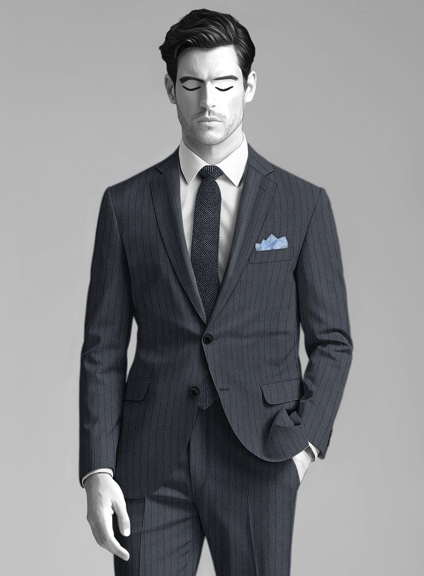 Napolean Calipso Stripe Blue Wool Suit - StudioSuits