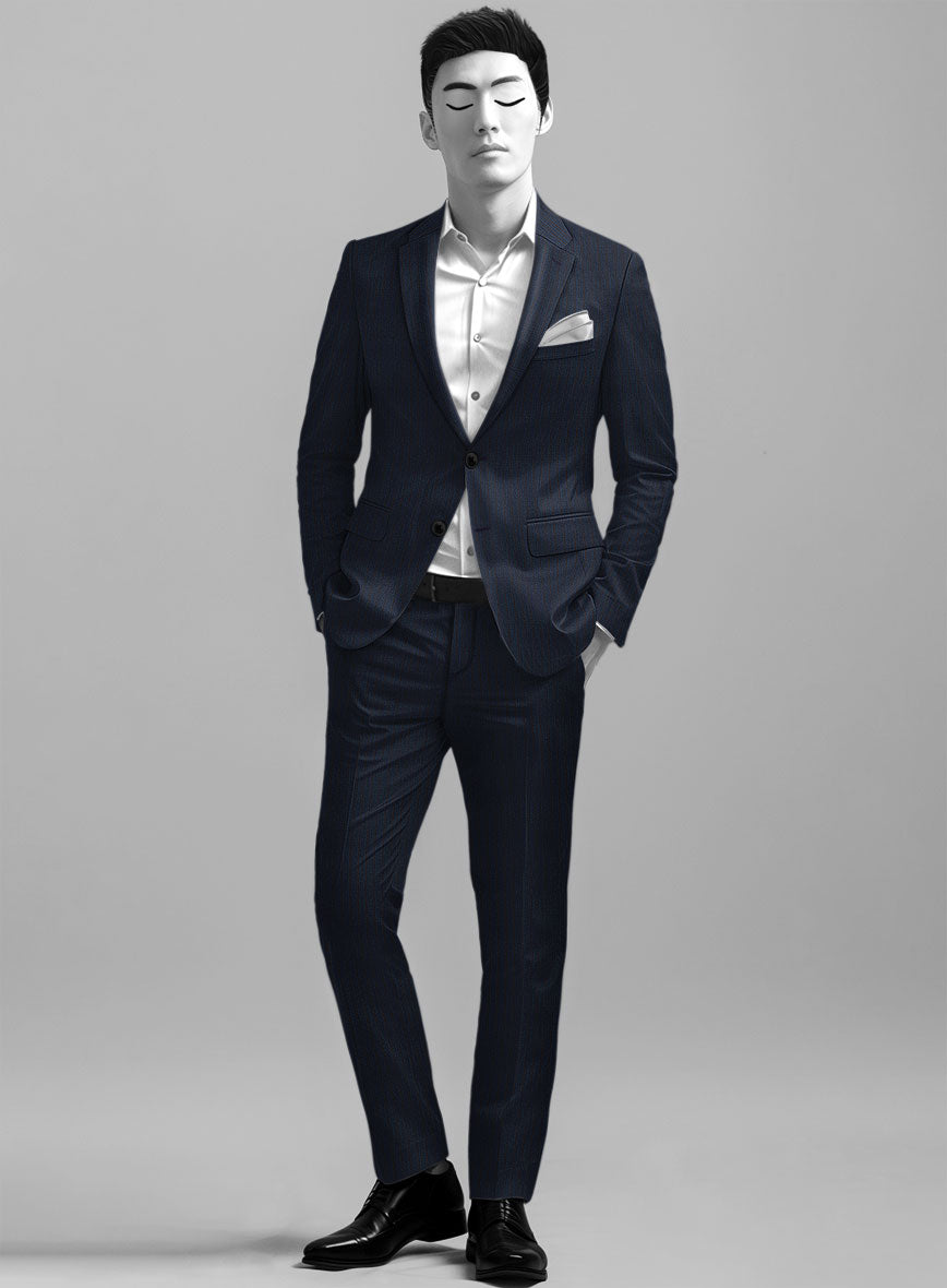 Napolean Calipso Stripe Dark Blue Wool Suit - StudioSuits