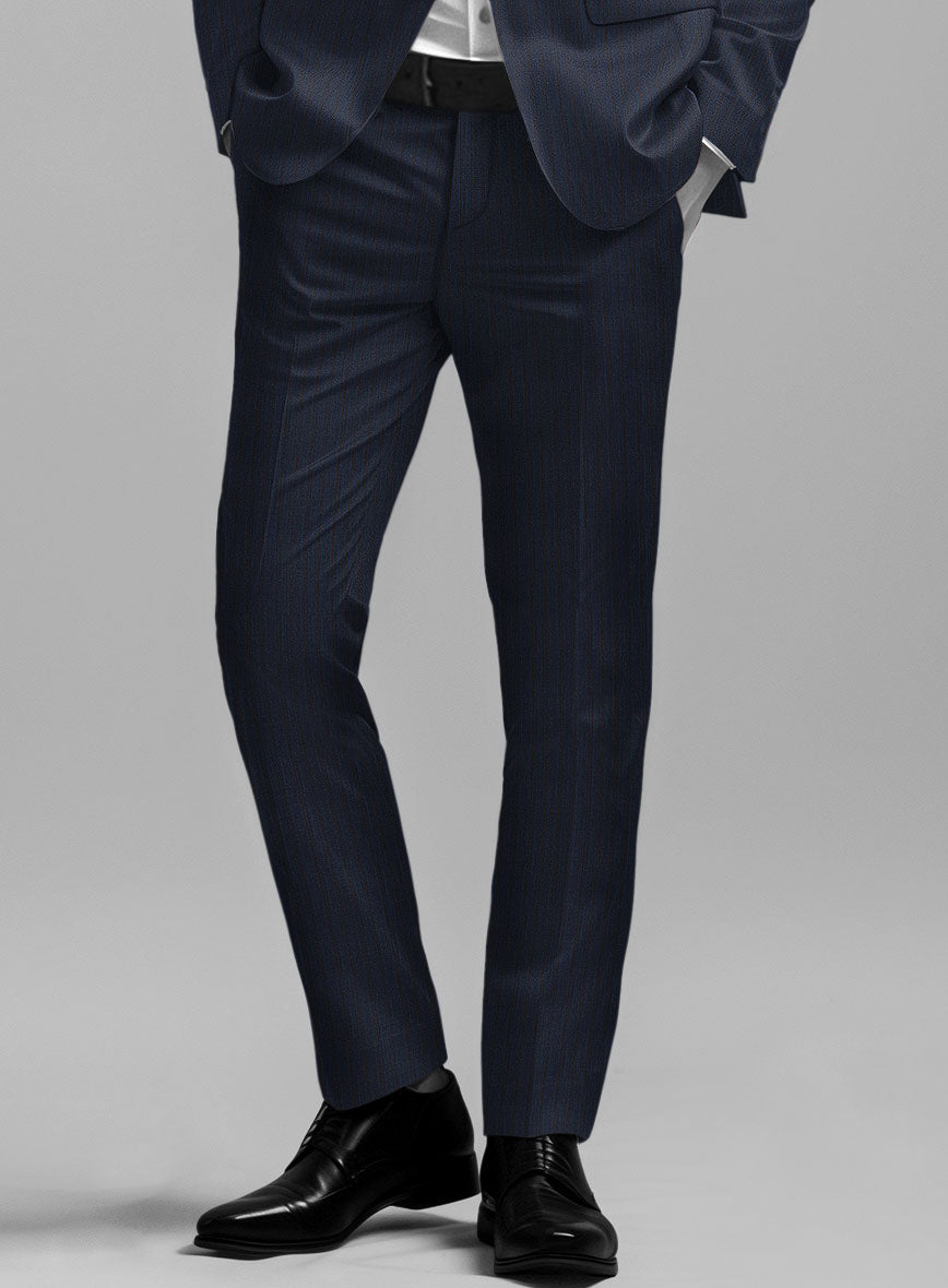 Napolean Calipso Stripe Dark Blue Wool Suit - StudioSuits