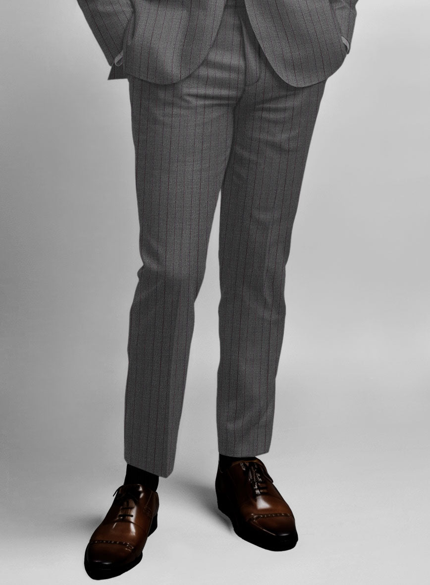 Napolean Calipso Stripe Gray Wool Pants - StudioSuits