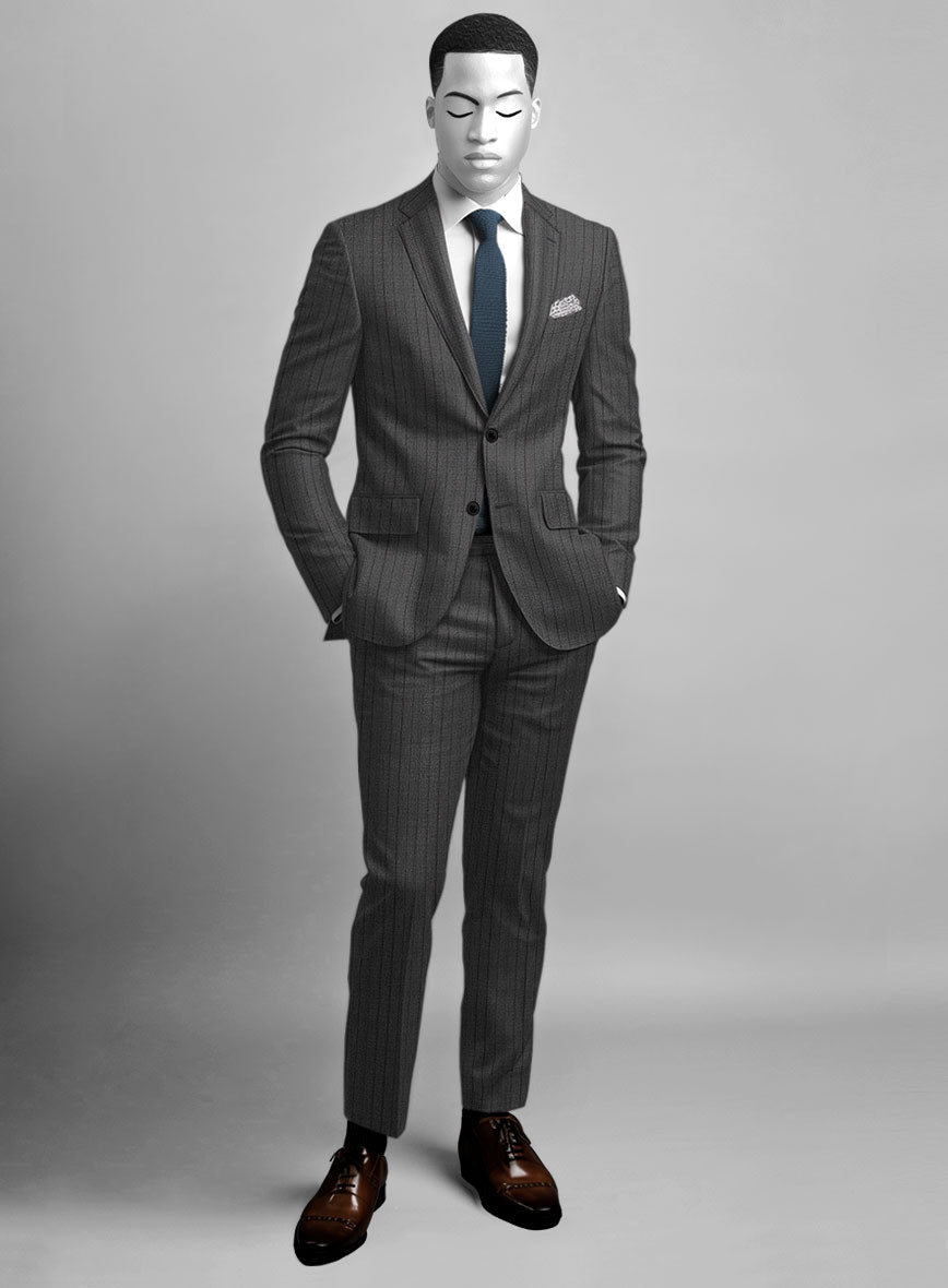 Napolean Calipso Stripe Gray Wool Suit - StudioSuits