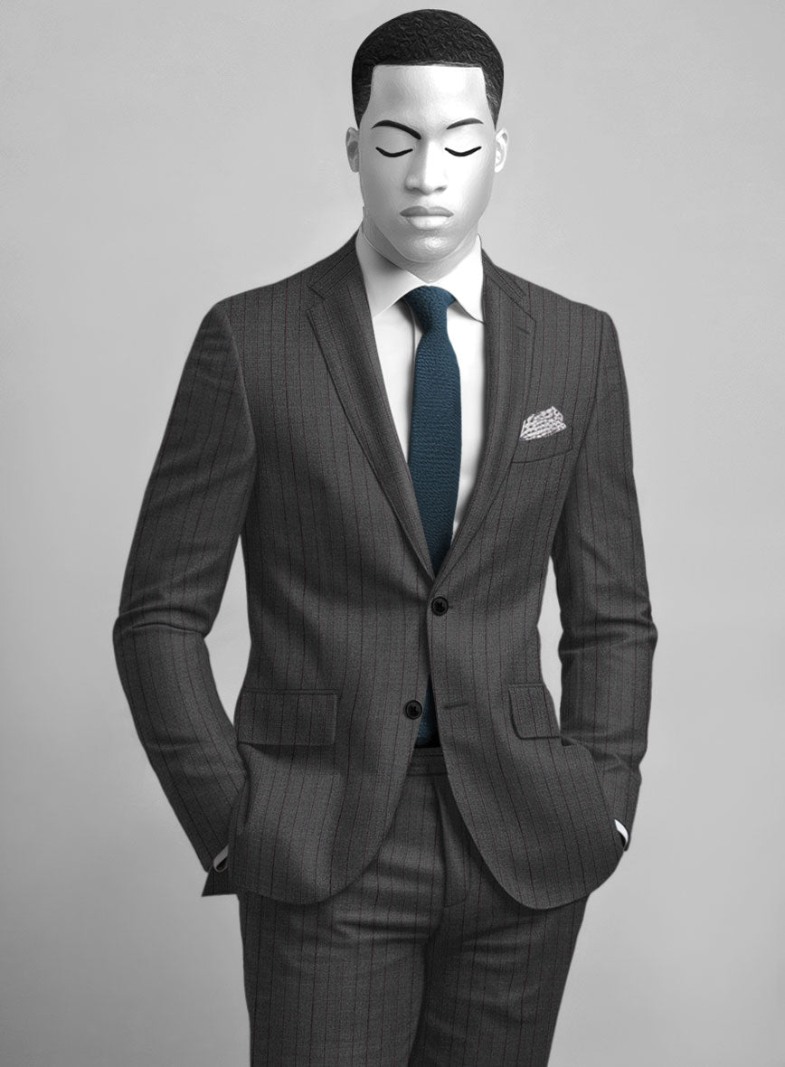 Napolean Calipso Stripe Gray Wool Suit - StudioSuits