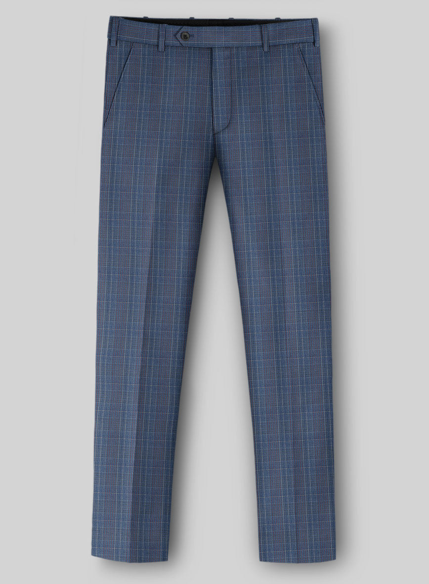 Napolean Canzo Glen Blue Wool Pants - StudioSuits