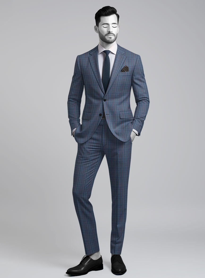 Napolean Canzo Glen Blue Wool Suit - StudioSuits