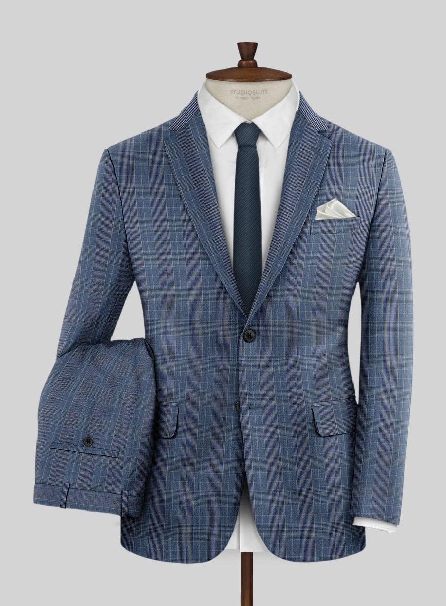 Napolean Canzo Glen Blue Wool Suit - StudioSuits