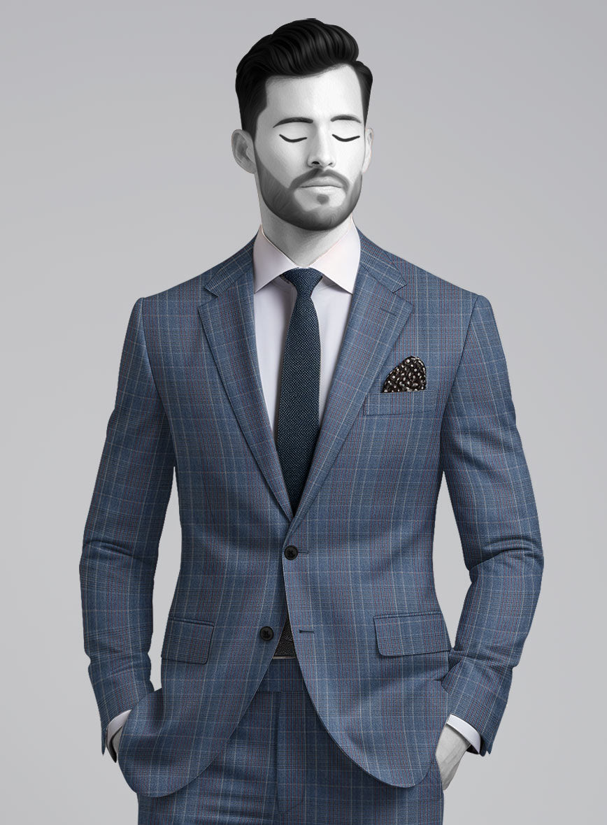 Napolean Canzo Glen Blue Wool Suit - StudioSuits