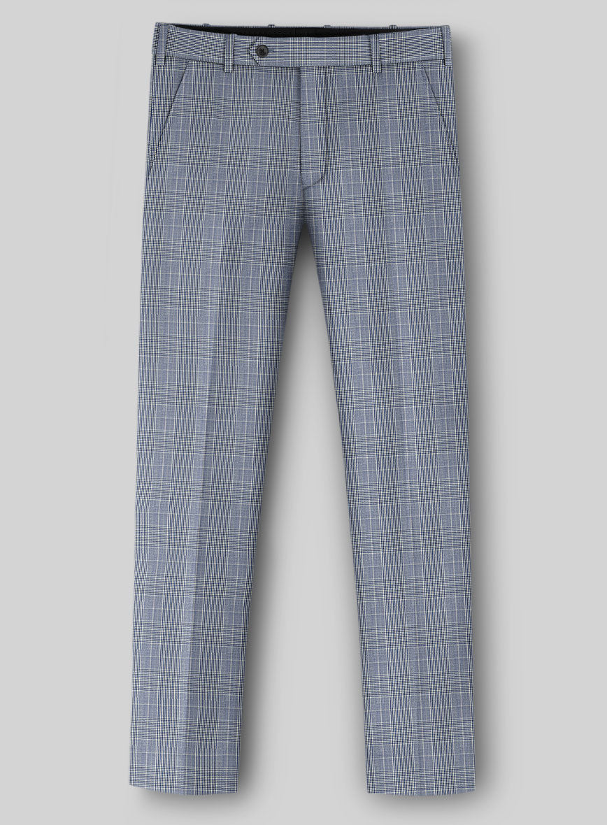 Napolean Canzo Glen Light Blue Wool Pants - StudioSuits