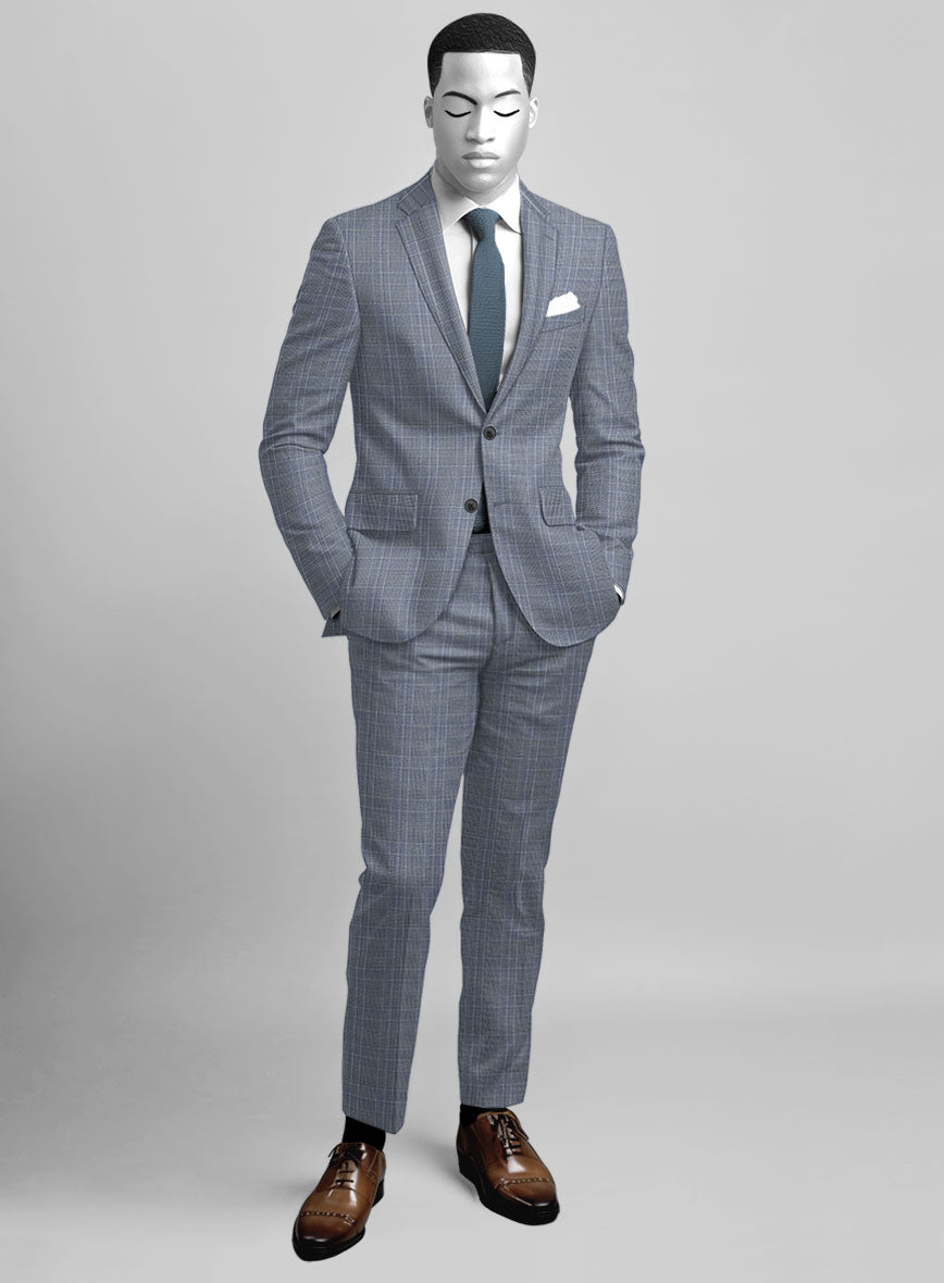 Napolean Canzo Glen Light Blue Wool Suit - StudioSuits