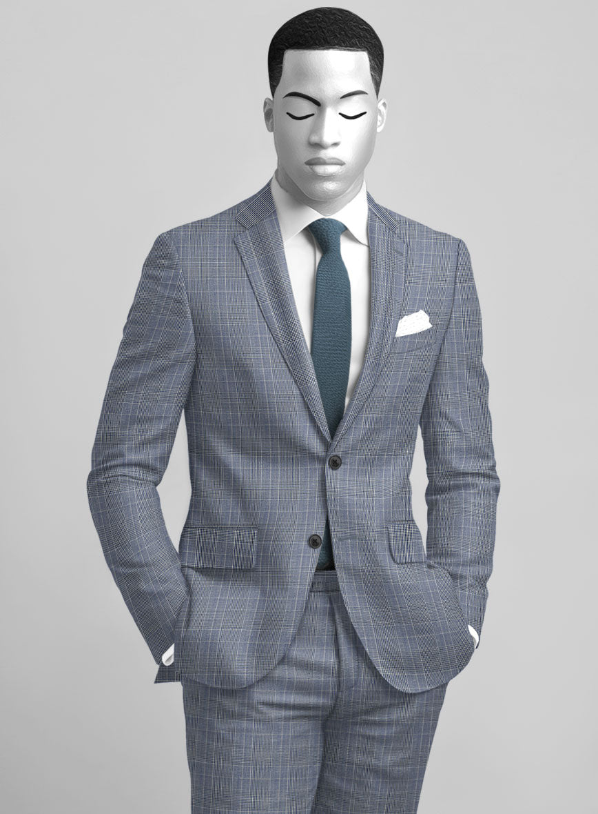 Napolean Canzo Glen Light Blue Wool Suit - StudioSuits