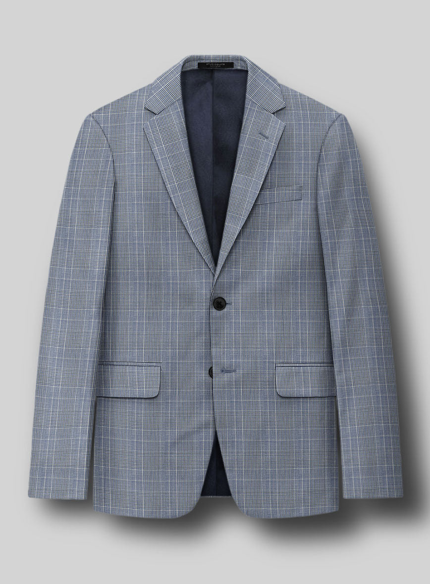 Napolean Canzo Glen Light Blue Wool Suit - StudioSuits