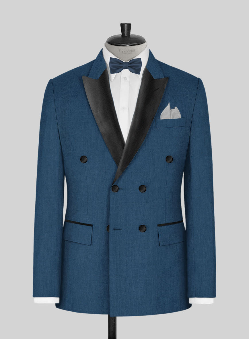 Napolean Casa Blue Wool Tuxedo Jacket - StudioSuits