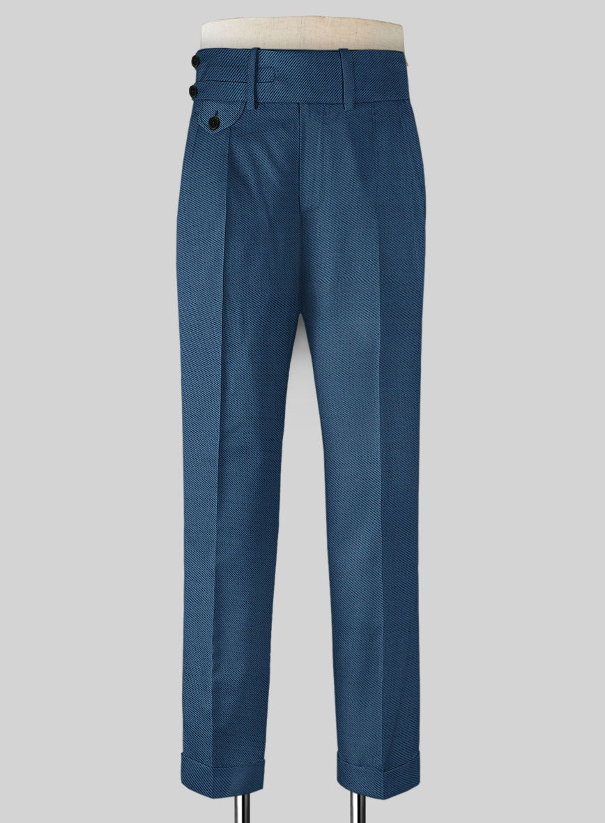 Napolean Casa Blue Double Gurkha Wool Trousers - StudioSuits