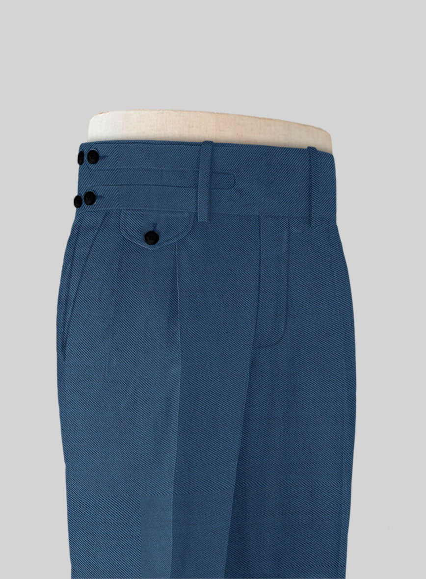 Napolean Casa Blue Double Gurkha Wool Trousers - StudioSuits