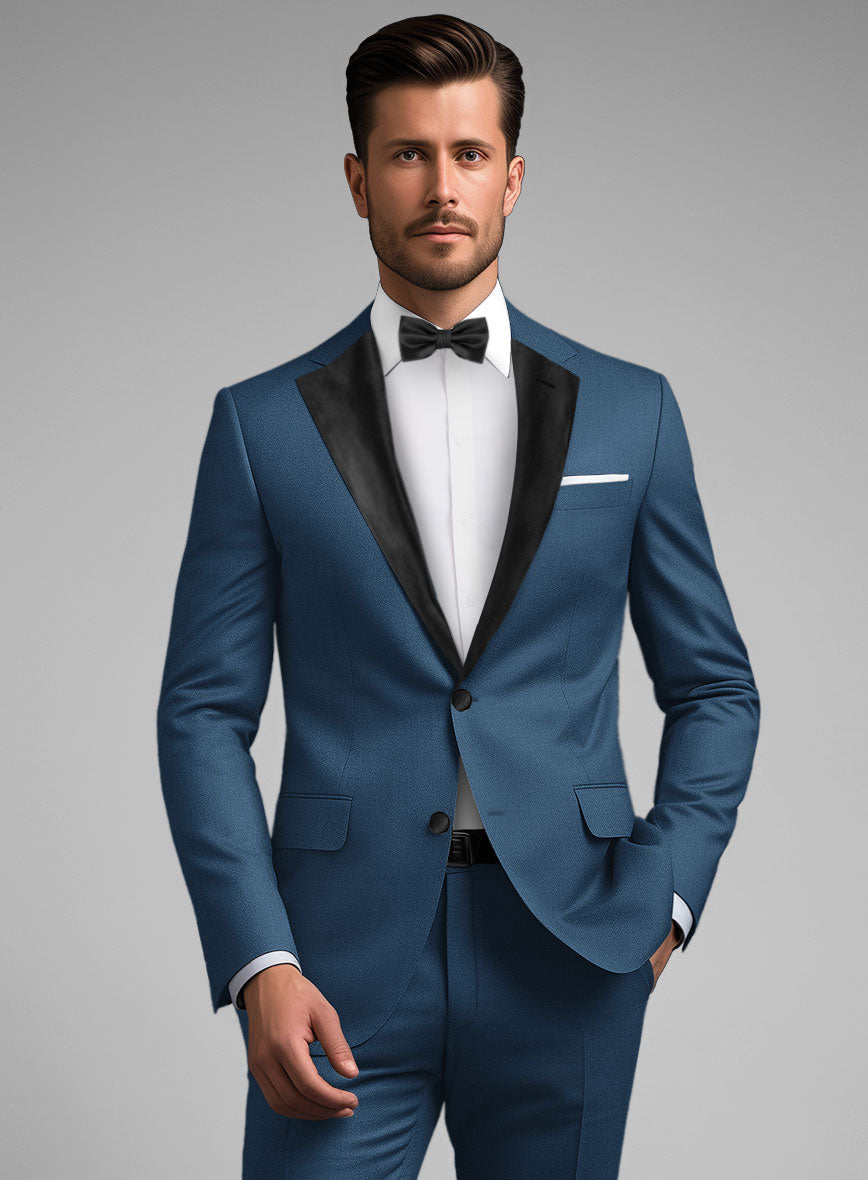 Napolean Casa Blue Wool Tuxedo Jacket - StudioSuits