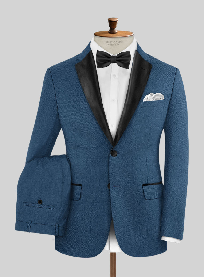 Napolean Casa Blue Wool Tuxedo Suit - StudioSuits