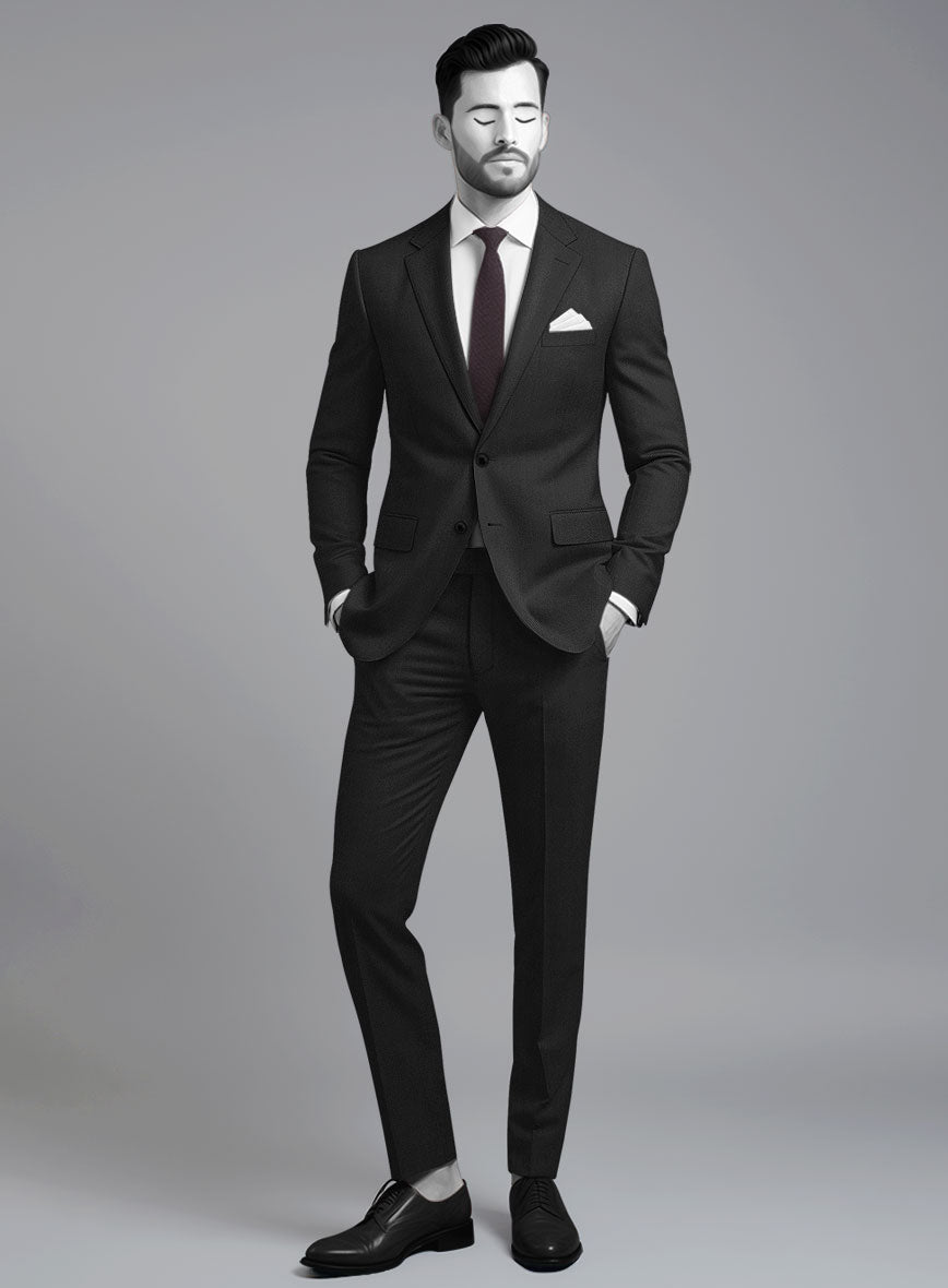 Napolean Cavalry Twill Black Wool Suit - StudioSuits