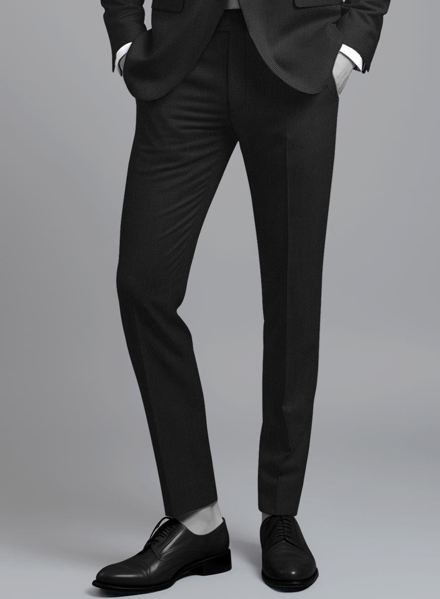 Napolean Cavalry Twill Black Wool Suit - StudioSuits