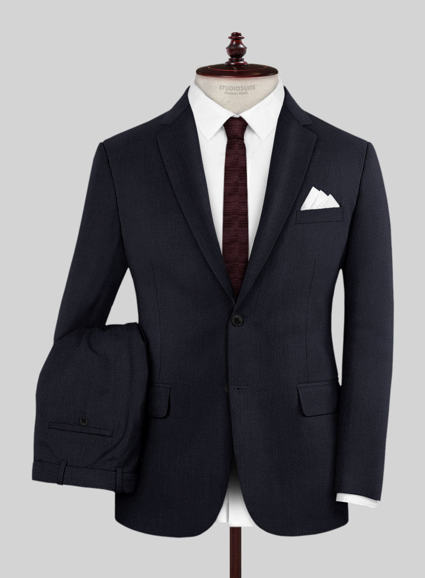 Napolean Cavalry Twill Blue Wool Suit - StudioSuits