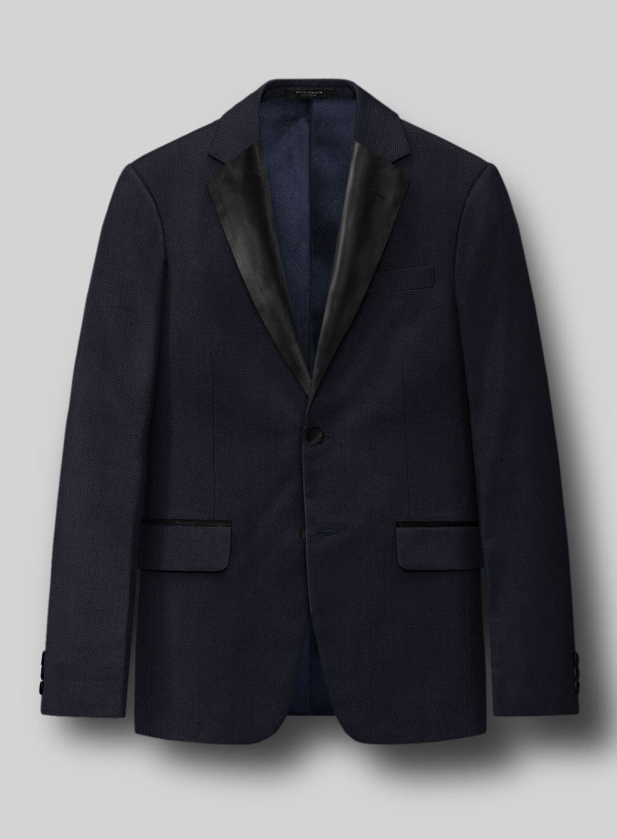 Napolean Cavalry Twill Blue Wool Tuxedo Jacket