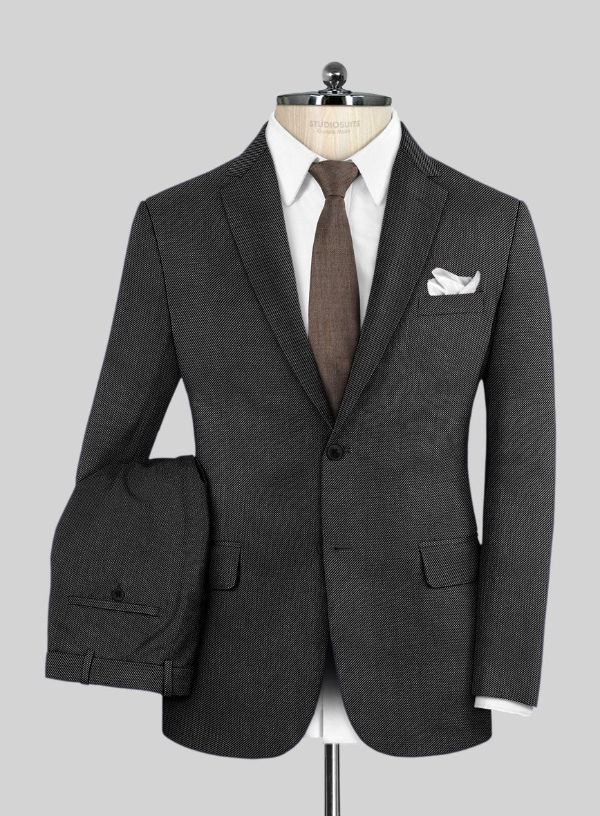 Napolean Cavalry Twill Charcoal Wool Suit - StudioSuits