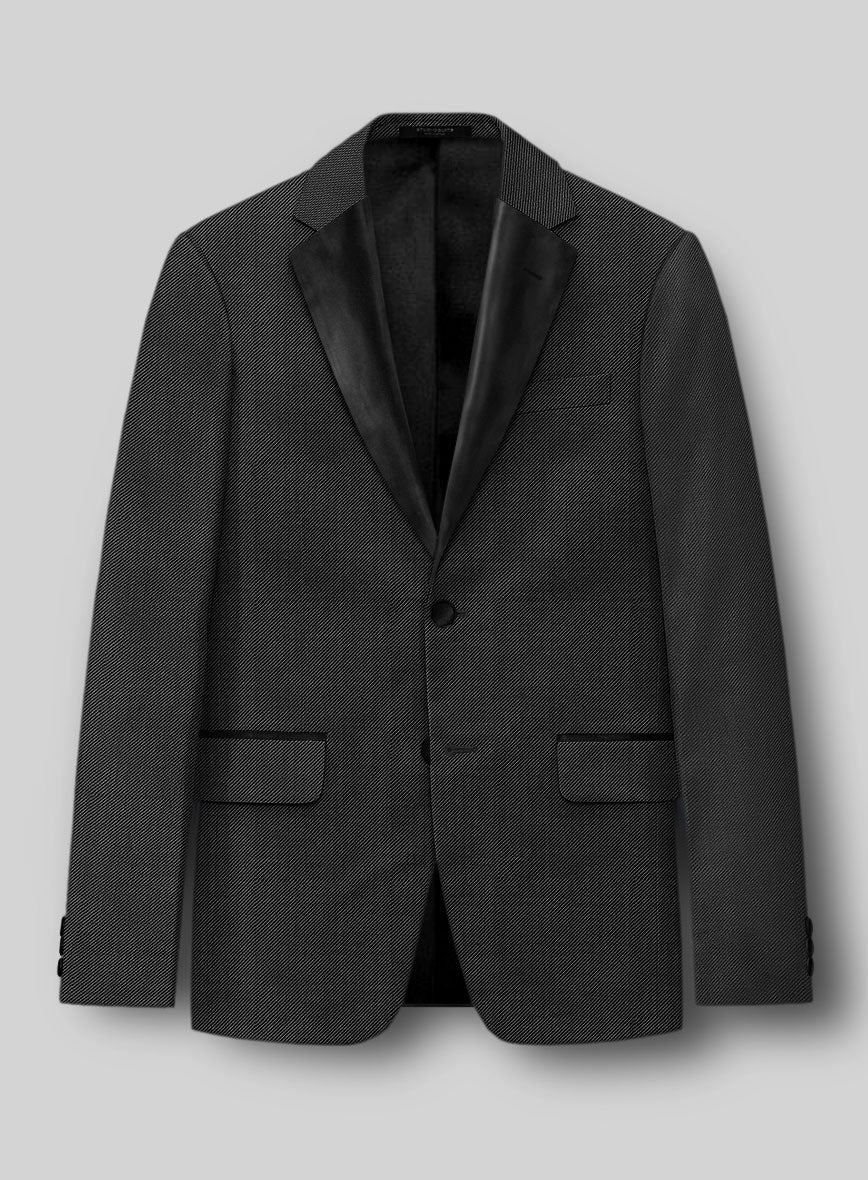 Napolean Cavalry Twill Charcoal Wool Tuxedo Jacket - StudioSuits