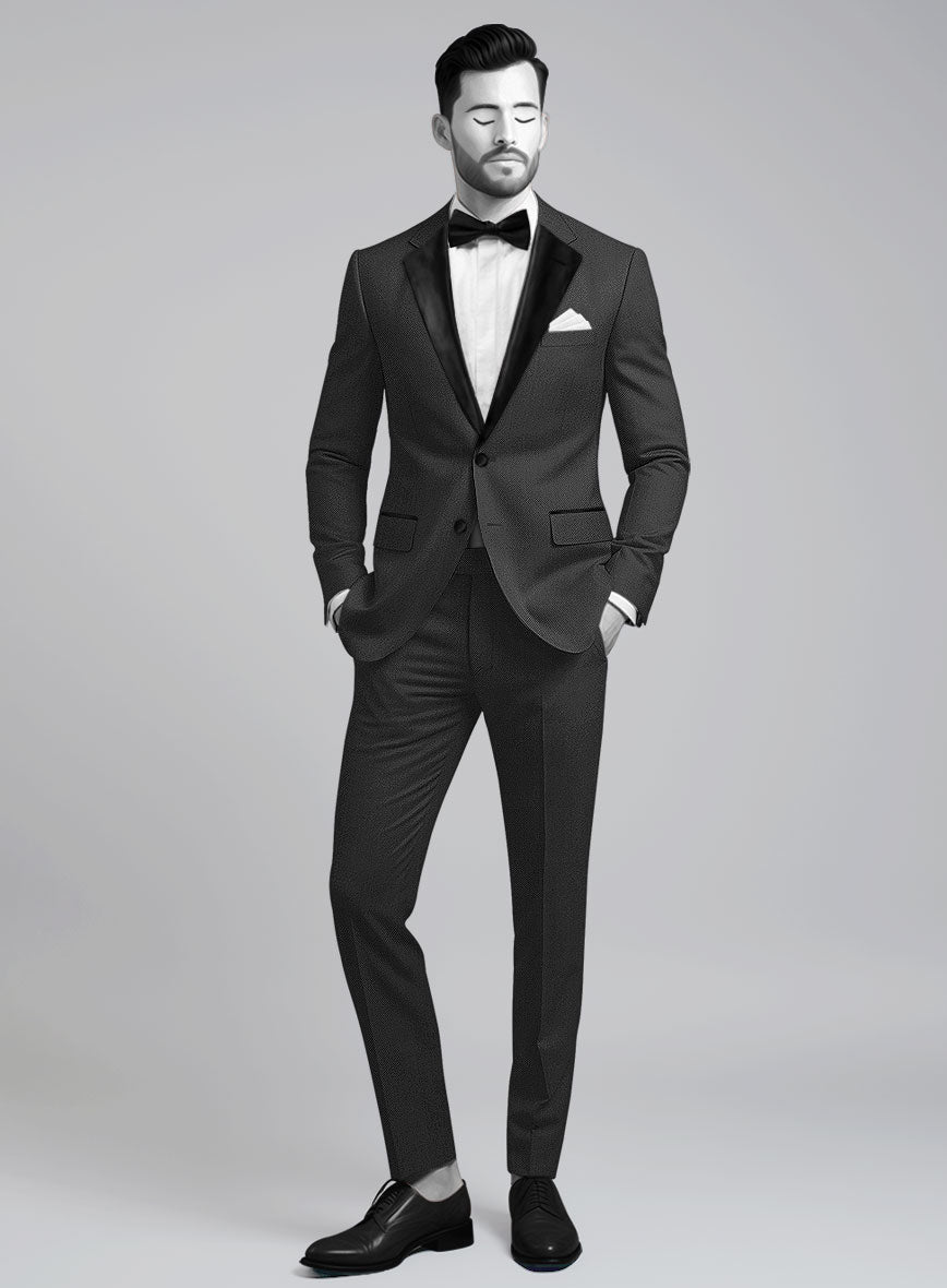 Napolean Cavalry Twill Charcoal Wool Tuxedo Suit - StudioSuits