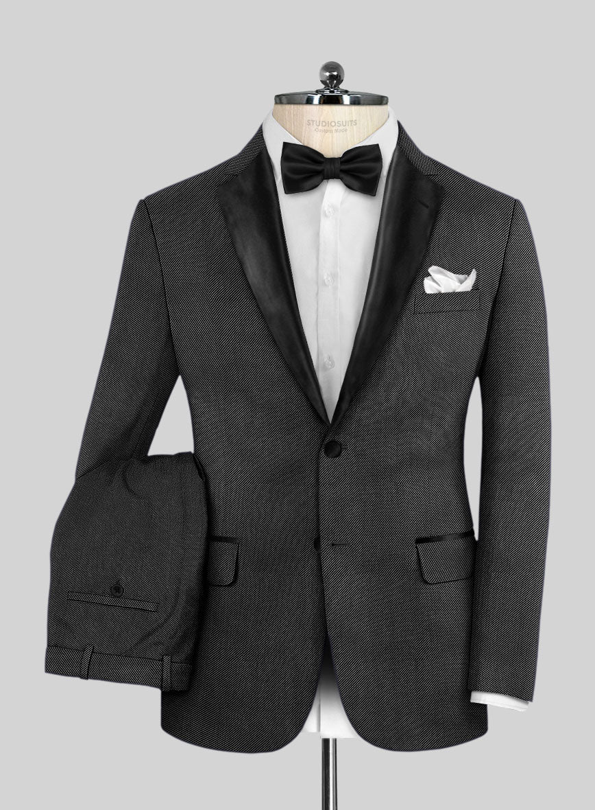 Napolean Cavalry Twill Charcoal Wool Tuxedo Suit - StudioSuits