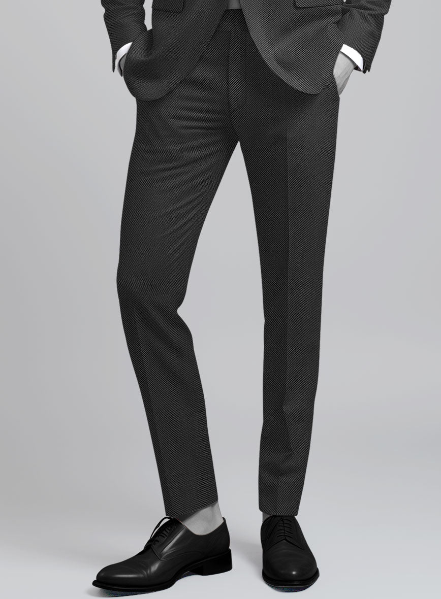 Napolean Cavalry Twill Charcoal Wool Tuxedo Suit - StudioSuits