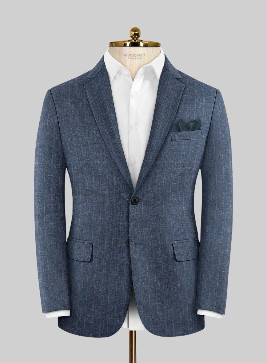 Napolean Como Bar Blue Wool Jacket - StudioSuits